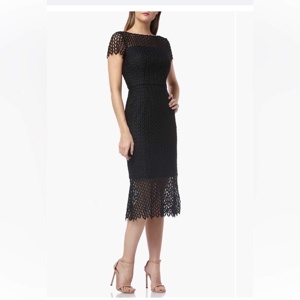 Kay Unger Tatum Floral Lace Midi Dress